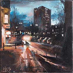 Ölbild „Nachts in der Stadt4”, ©Hans Brandt Maler
