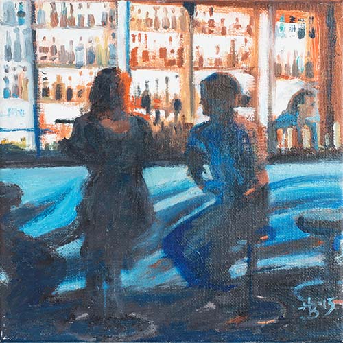 „Nachts in der Stadt1” Bar in der Schanze, ©Hans Brandt Maler Hamburg