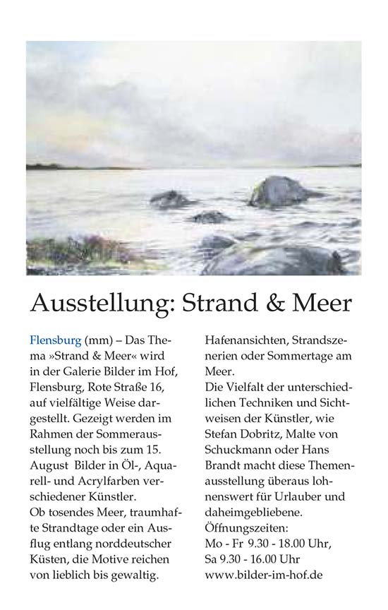 Artikel Ausstellung Strand & Meer in der MoinMoin