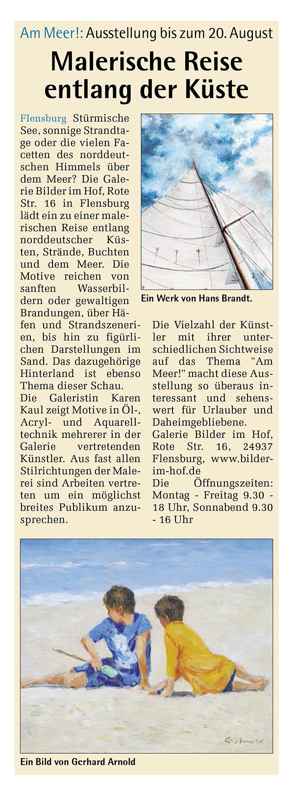 Artikel Ausstellung Am Meer in der Wochenschau